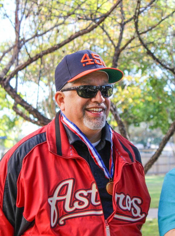 Guy with Hat, Black Glasses with Medal